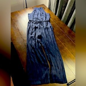 Loft Navy Blue Halter Wide Legged Jumpsuit - Small